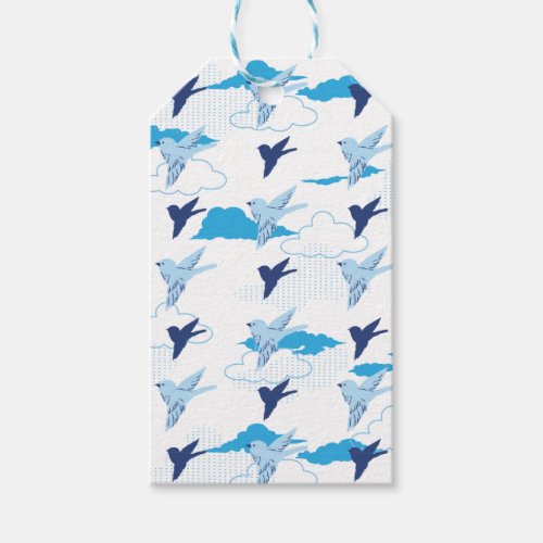 Flock of Blue Birds Pattern Gift Tags