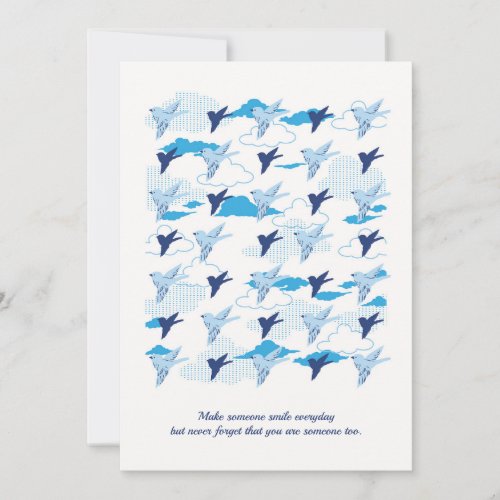 Flock of Blue Birds Pattern Holiday Card