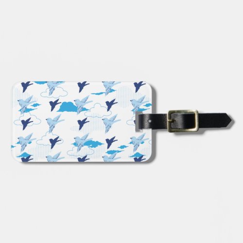 Flock of Blue Birds Pattern Luggage Tag