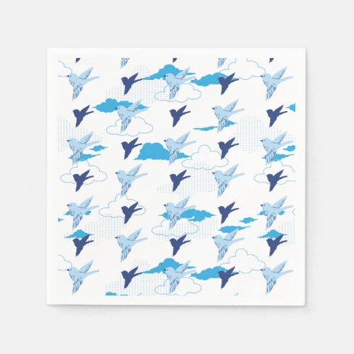 Flock of Blue Birds Pattern Napkins