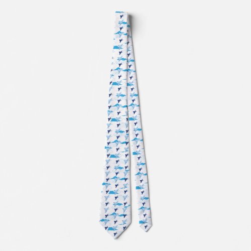 Flock of Blue Birds Pattern Neck Tie