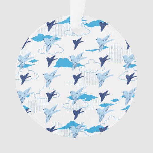 Flock of Blue Birds Pattern Ornament