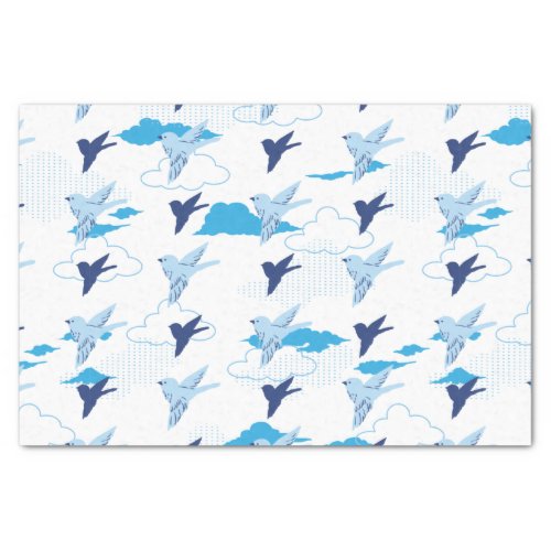 Flock of Blue Birds Pattern Tissue Paper