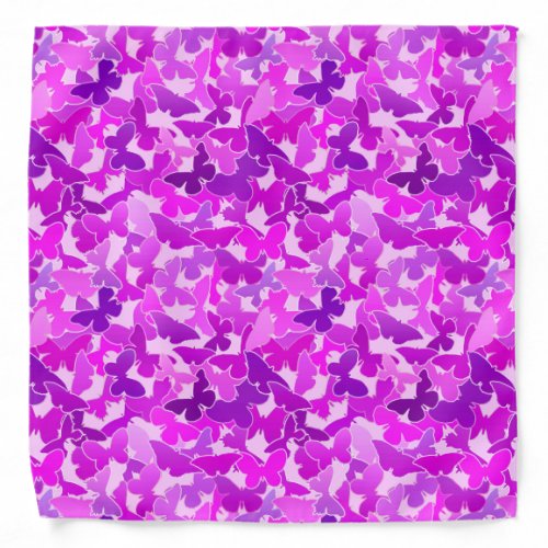 Flock of Butterflies Amethyst Violet and Orchid Bandana