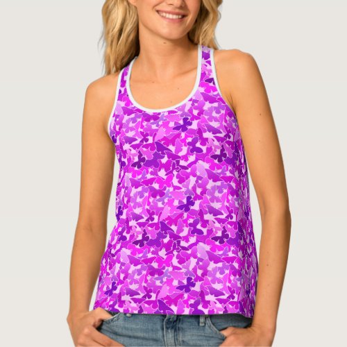 Flock of Butterflies Amethyst Violet and Orchid Tank Top