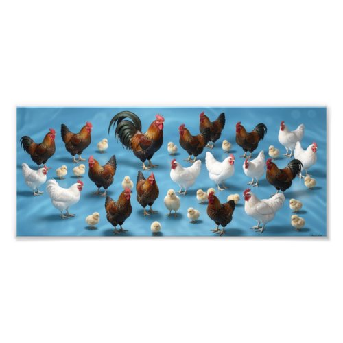 Flock of Chicks and Cockerels Photo Print