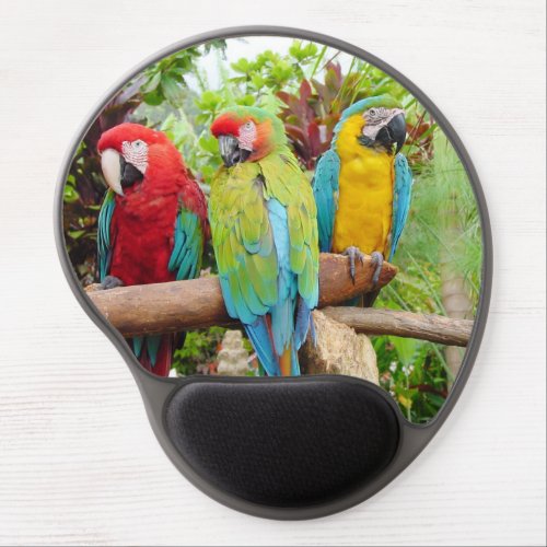 Flock of Colorful Macaw Parrots Gel Mouse Pad