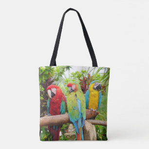 Flock of Colorful Macaw Parrots Tote Bag