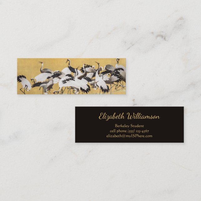 Flock of Cranes (right side) by Ishida Yutei Mini Business Card (Front/Back)
