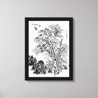 Flock of Crows at Dawn Canvas Print