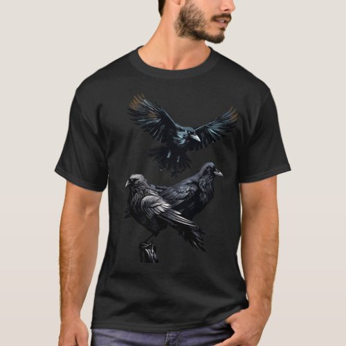 Flock of Crows Corvid Bird  Logo  T_Shirt