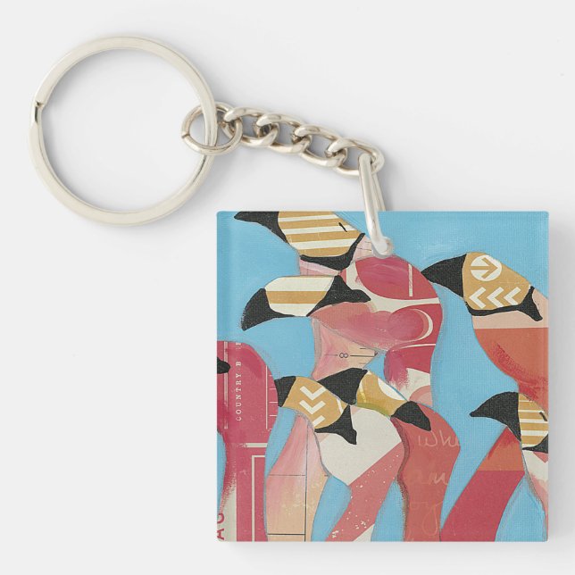 Flock of Flamingos Keychain (Front)