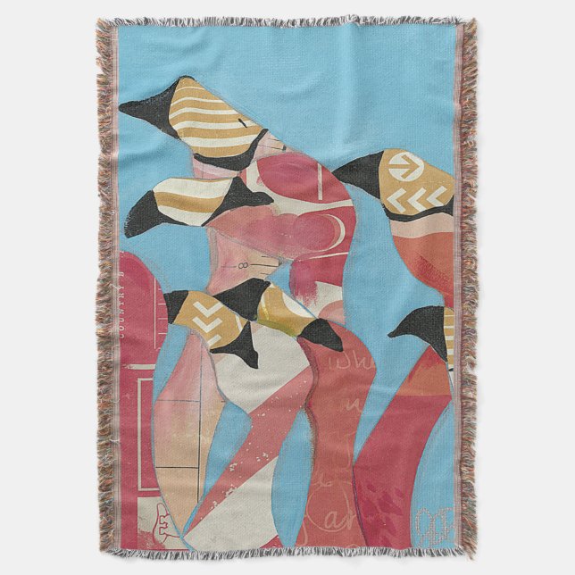 Flock of Flamingos Throw Blanket (Front Vertical)
