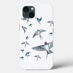 Flock Of Flying Swallow Birds Illustration iPhone 13 Case