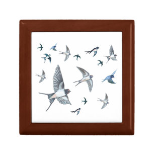 Flock Of Flying Swallow Birds Illustration Gift Box