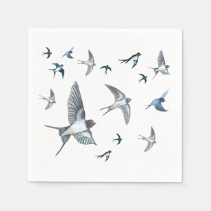Flock Of Flying Swallow Birds Illustration Napkins