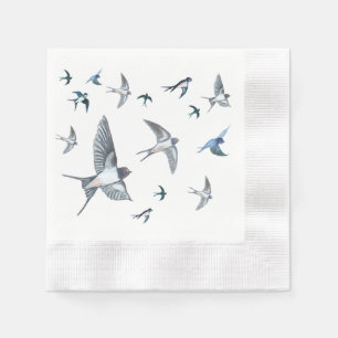 Flock Of Flying Swallow Birds Illustration Napkins
