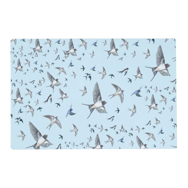 Flock Of Flying Swallow Birds Illustration Placemat (Front)