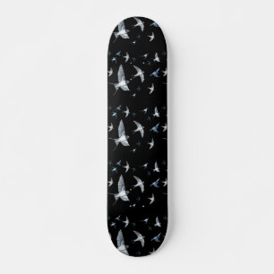 Flock Of Flying Swallow Birds Illustration Skateboard