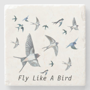 Flock Of Flying Swallow Birds Illustration Stone Coaster