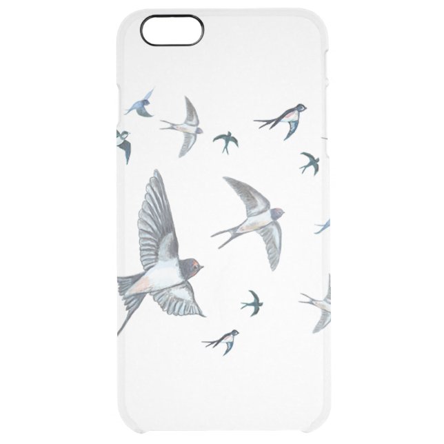 Flock Of Flying Swallow Birds Illustration Uncommon iPhone Case (Back)