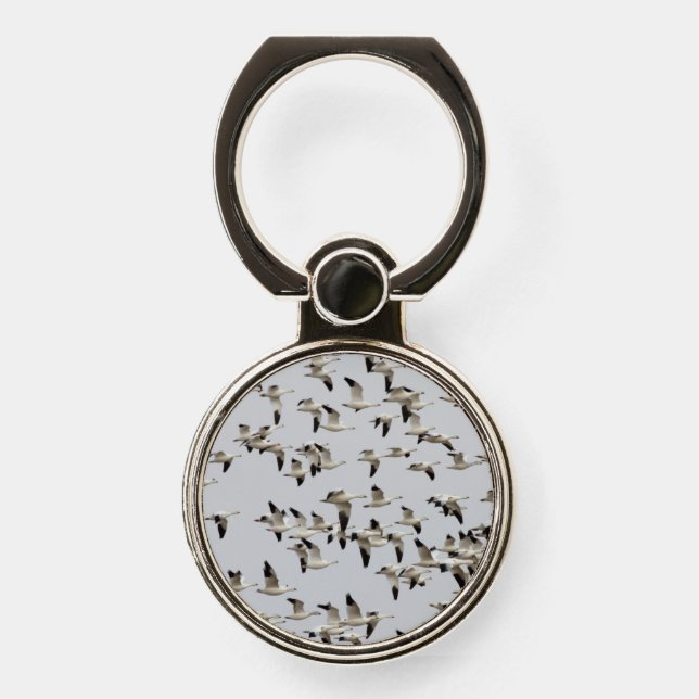 Flock of Geese in Flight Phone Ring Stand (Front)