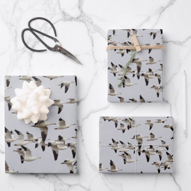 Flock of Geese in Flight Wrapping Paper Sheets (Front)