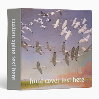 Flock of Ibis Flying Over Wetlands, Vintage Birds Binder