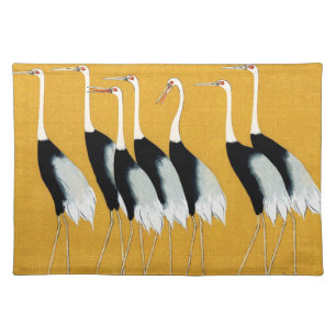 FLOCK OF JAPANESE CRANES CLOTH PLACEMAT