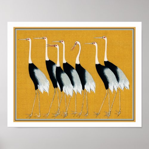  Flock of Japanese Red Crown Crane by Ogata Korin  Poster