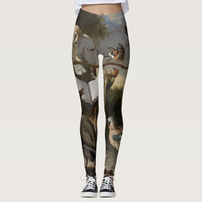 Flock of musical birds painting leggings (Front)