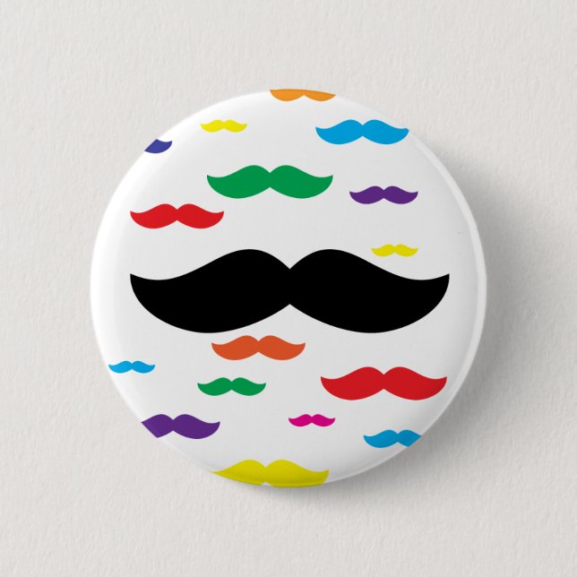 flock of mustache RAINBOW Button (Front)