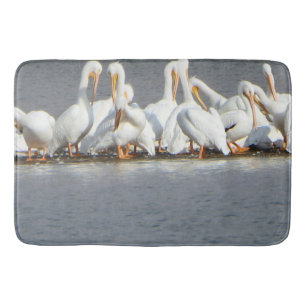 Flock of Pelicans Large Bath Mat