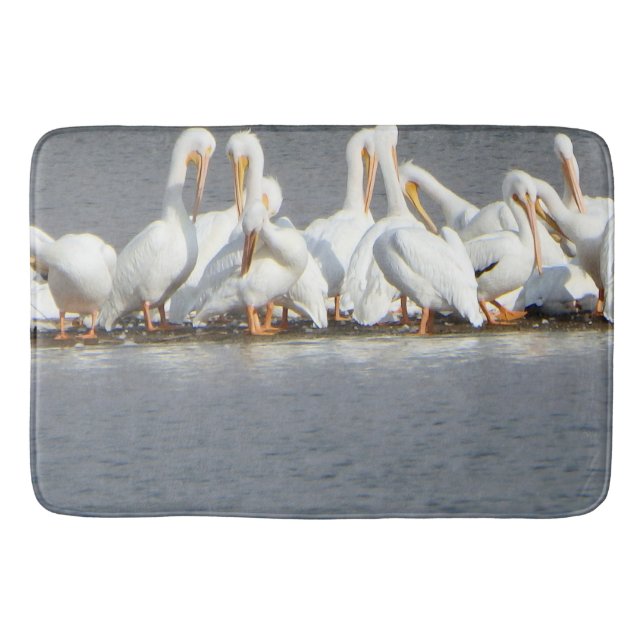 Flock of Pelicans Large Bath Mat (Front)