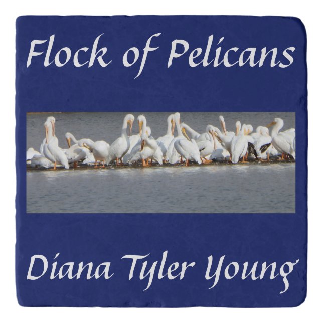 Flock of Pelicans Marble Trivet (Front)