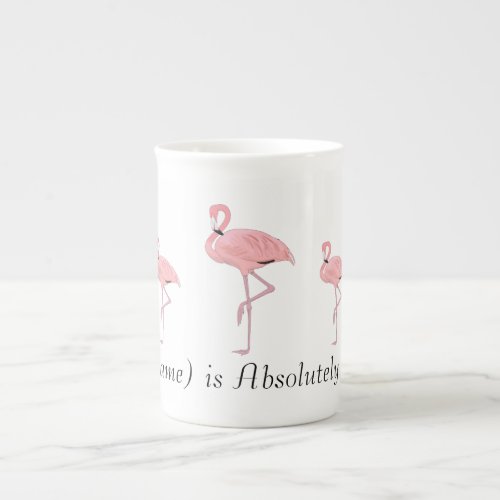 Flock of Pink Flamingos Custom Name Bone China Mug