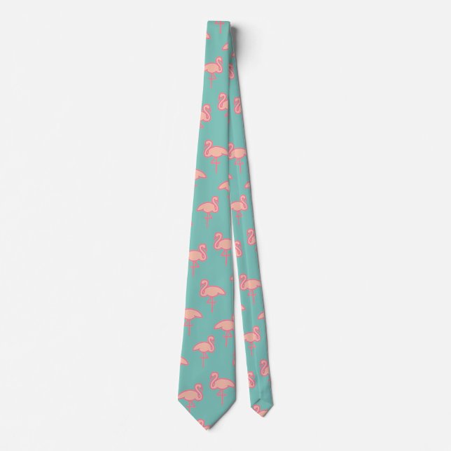 Flock of Pink Flamingos Neck Tie (Front)