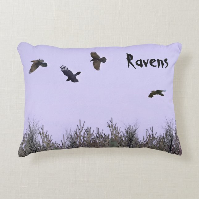Flock of Ravens Decorative Pillow (Front)