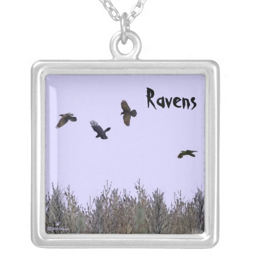 Flock of Ravens Silver Plated Necklace