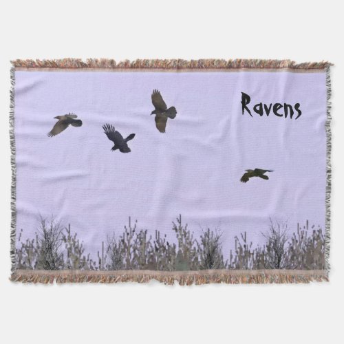 Flock of Ravens Throw Blanket