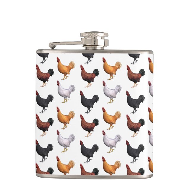 Flock Of Roosters Flask (Front)