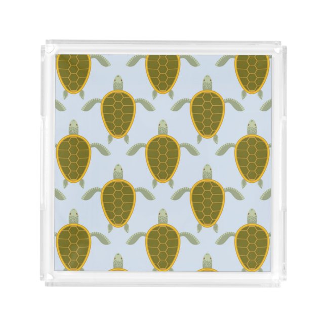 Flock Of Sea Turtles Pattern Acrylic Tray (Front)