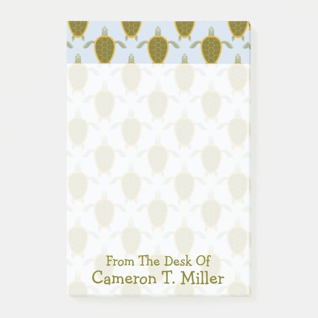 Flock Of Sea Turtles Pattern | Add Your Name Post-it Notes (Front)