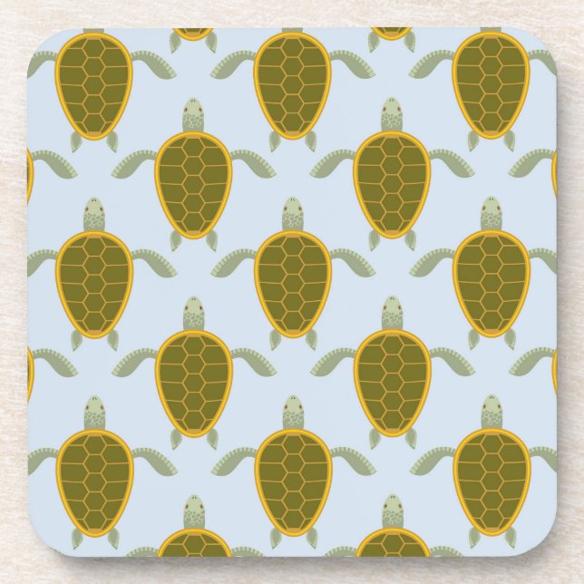 Flock Of Sea Turtles Pattern Beverage Coaster (Front)