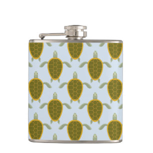 Flock Of Sea Turtles Pattern Hip Flask