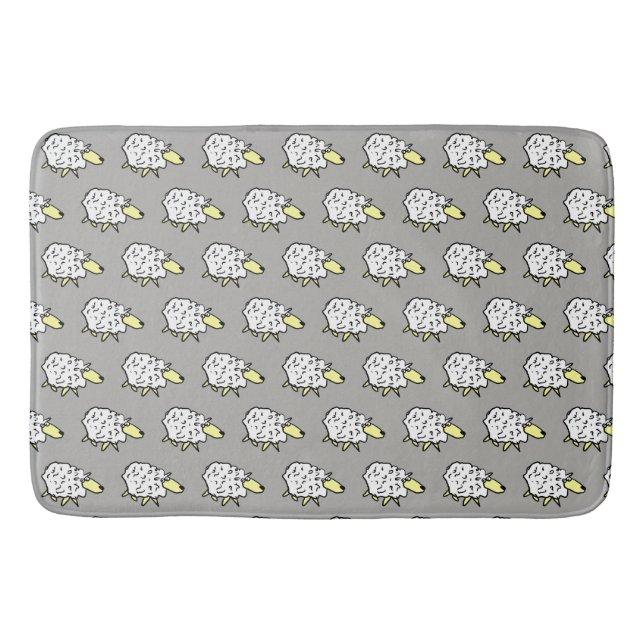 Flock of Sheep Design on a Bathroom Mat (Front)
