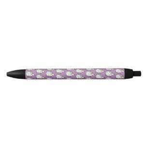 Flock of Sheep in a Pattern on Purple Pen