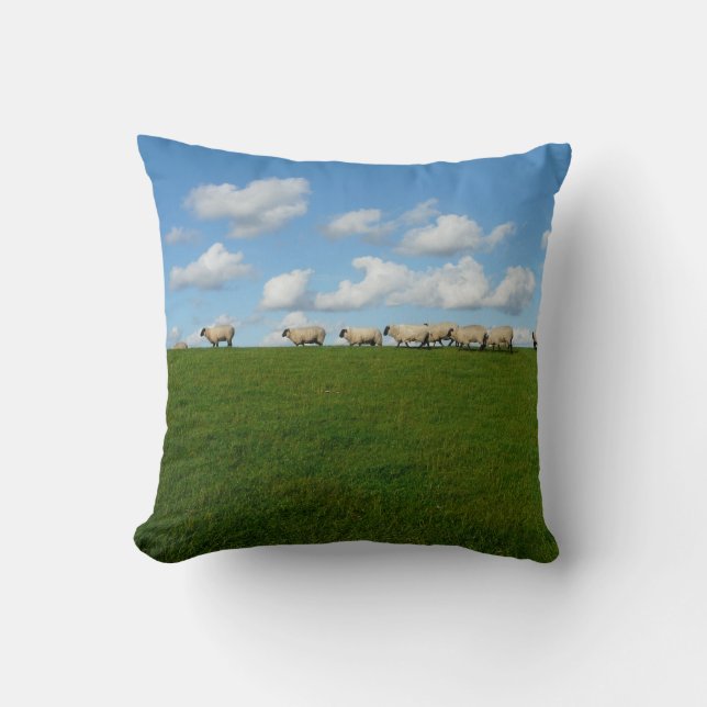 Flock of Sheep Throw Pillow (Front)