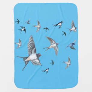 Flock of swallow birds flying Baby Blanket