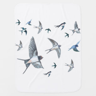 Flock of swallow birds flying Baby Blanket